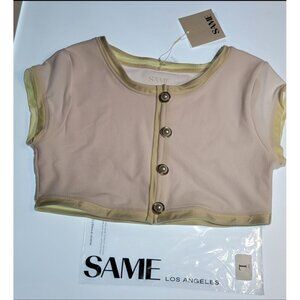 SAME Los Angeles Top  Swim Womens The Grace Solid Size Large Beige Faux Suede